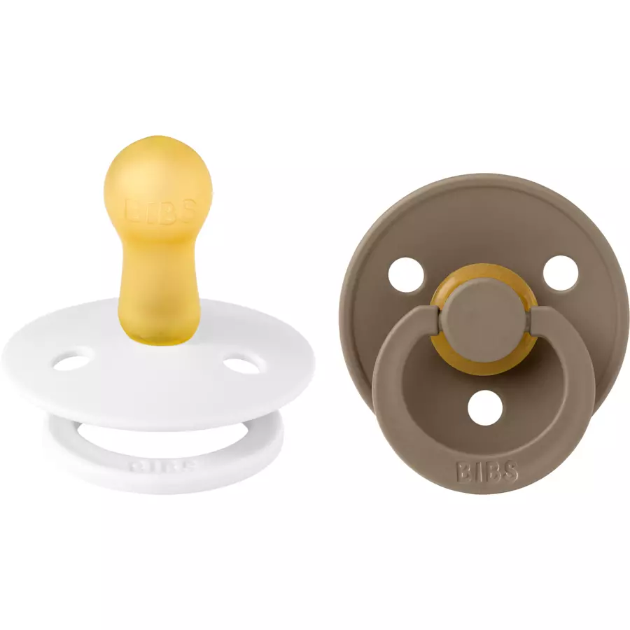 BIBS® Schnuller Colour White und Dark Oak 6-18 Monate, 2 Stk.