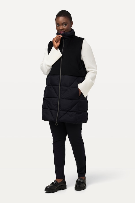 Steppweste, Classic Fit,  Wolloptik, Stehkragen, 2-Wege-Zipper
