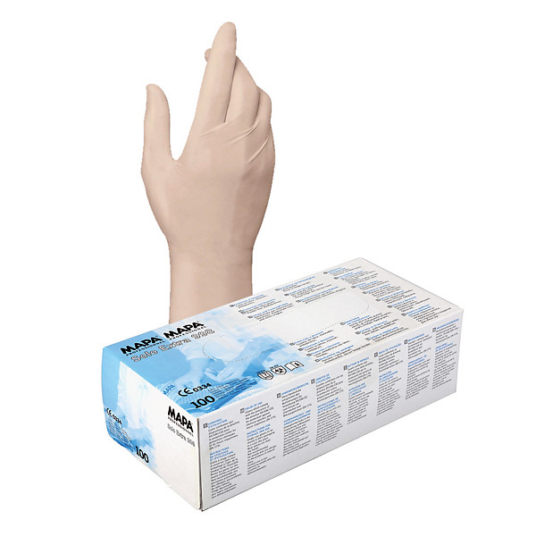 Gants jetables latex non poudrés Mapa Solo 998 taille 7, boîte de 100