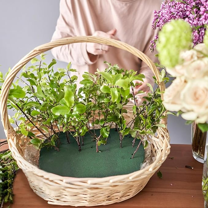 (4er Set) Ø16cm Blumen Steck Schaum DIY Bastel Steckmoos für Deko Blumengestecke - Grün