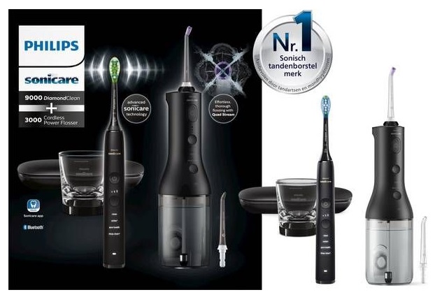 PHILIPS Sonicare Combo Pack DC 9000 & Power Flosser 3000<br>1 Stück, schwarz/schwarz
