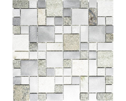 Natuursteenmozaïek XSA 525 zilver/grijs 30x30 cm
