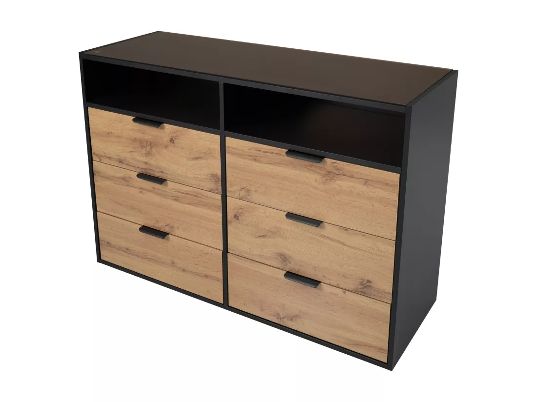 Buffet en verre avec poignées en métal - 6 tiroirs,d120cm×h80cm