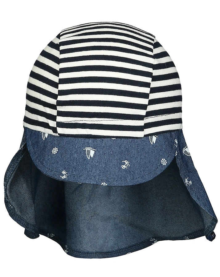 Jeans-Schirmmütze SEGELBOOT mit Nackenschutz in blau/jeans