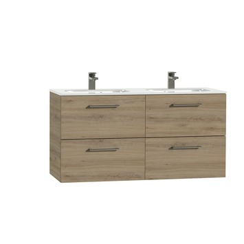 Tiger badkamermeubel Studio 120cm chalet eik/wit met ronde RVS greep