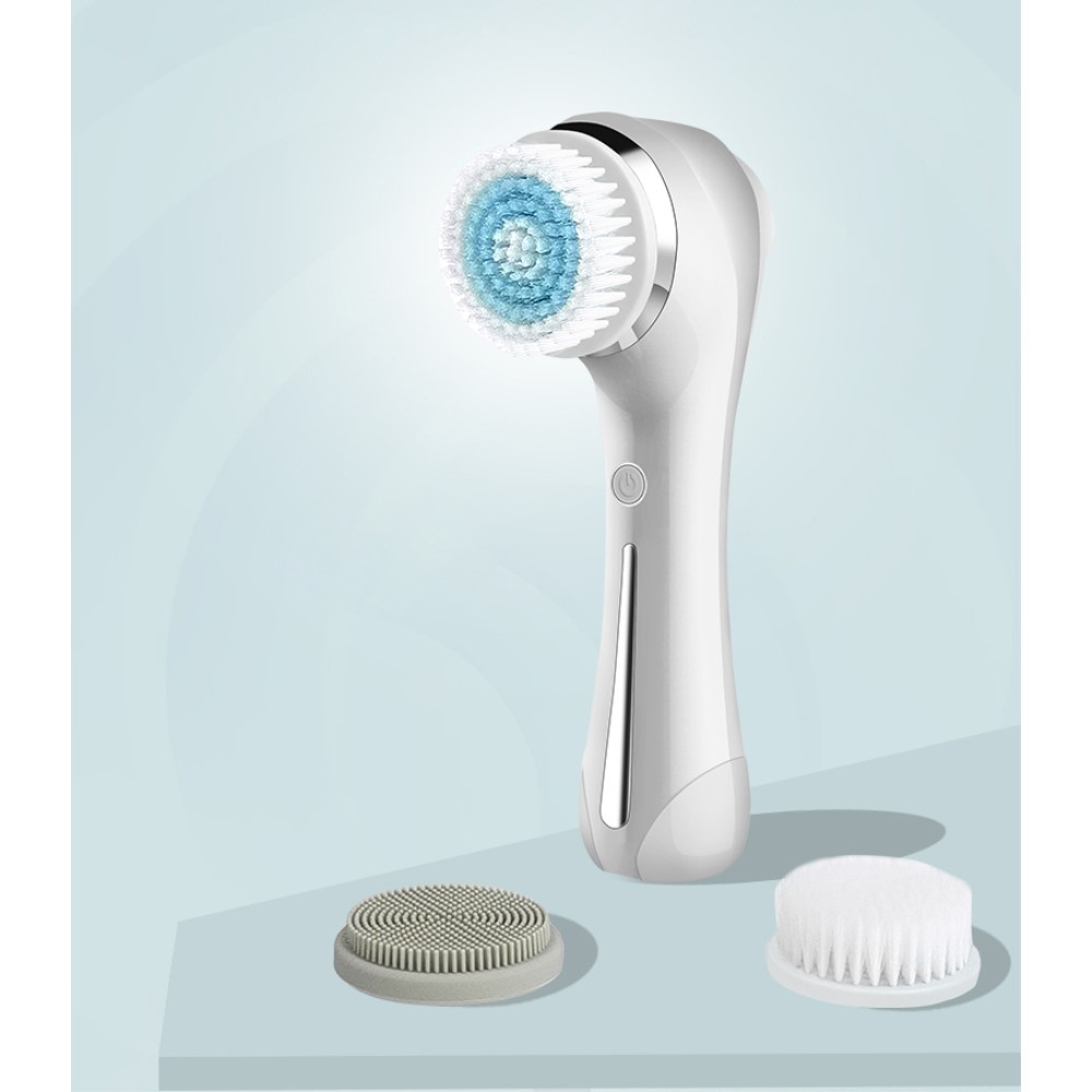 (6-tlg. Set) 2in1 Elektrischer USB Gesichtsreiniger / Gesichtsmassage Tiefenreinigung Reinigungsbürste - Weiss