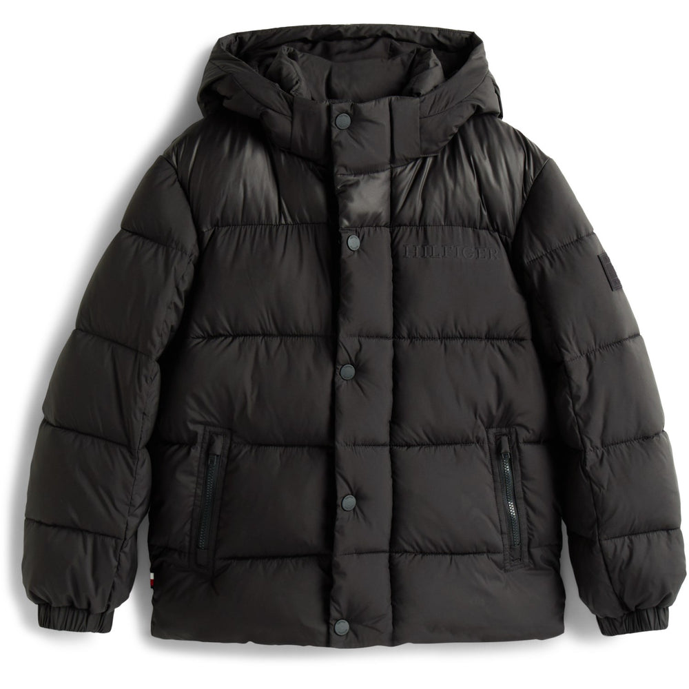Køb Tommy Hilfiger Black Matt Og Shine Embossed Jakke