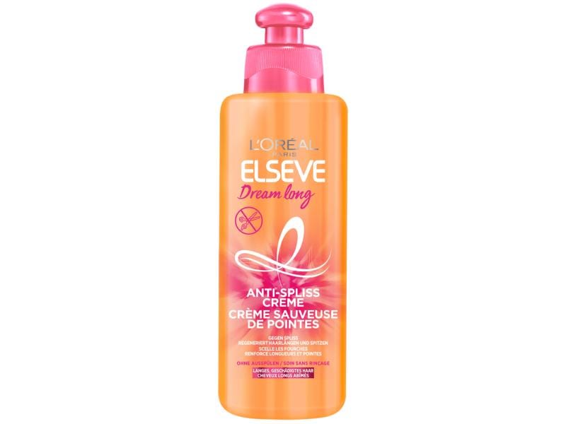 L'Oréal Elsève Haarkur Dream long Anti-Spliss Creme 200 ml Hochwertige Haarkur mit pflanzlichem Keratin, Vitaminen und Rizinus-Öl