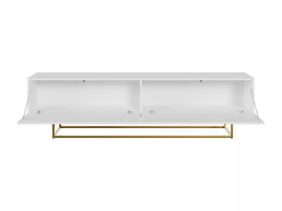 Meuble TV - 175 cm - blanc sur pieds dorés - VELDIO