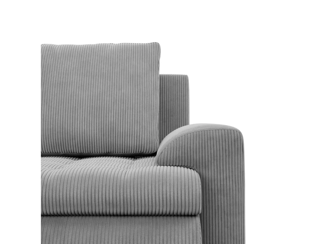 Canapé d'angle en U avec fonction sommeil, 2 méridiennes, Cord - Gris