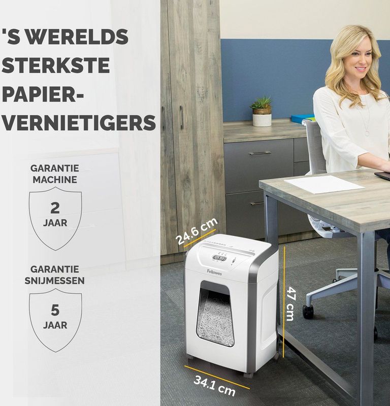 Fellowes 15C papiervernietiger Kruisversnippering 22,4 cm Wit