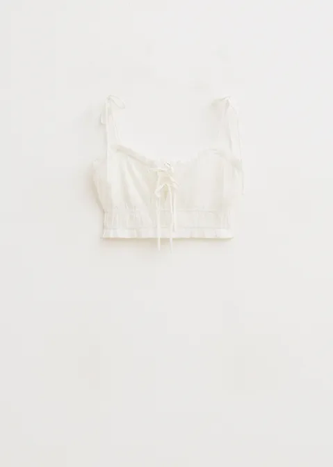 Top met geplooide details wit (WIT)