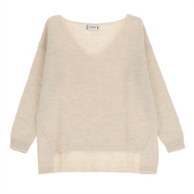 Pull femme Maille Unie Col V Asymetrique PLEASE