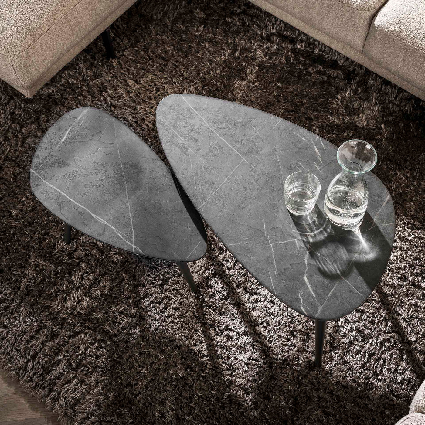 Giga Meubel - Salontafel Keramieklook - Set van 2 - Pear