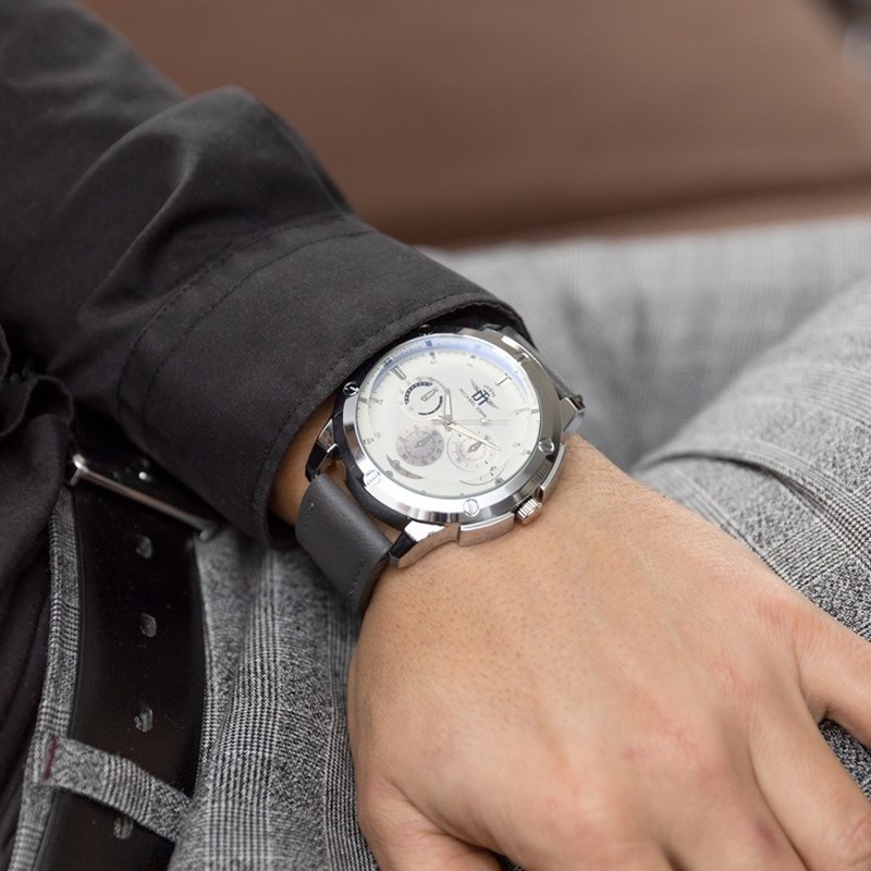 Montre Homme M. JOHN bracelet Cuir Gris