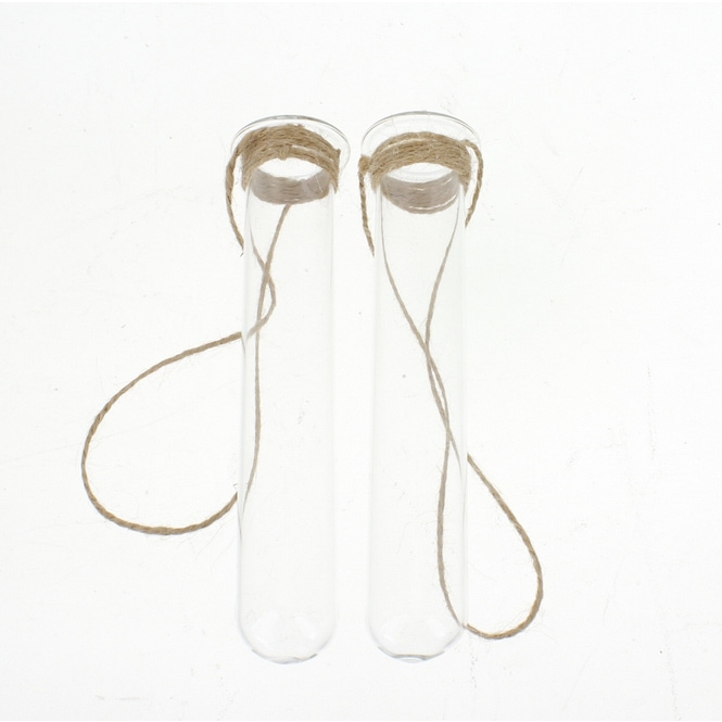 Dekohänger Reagenzglas - aus Glas - ca. 2,5 x 15 cm - 2 Stück