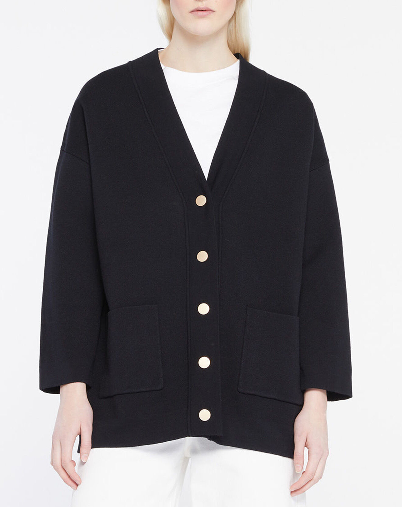 Galeries Lafayette Gilet ample Miso en Maille milano noir