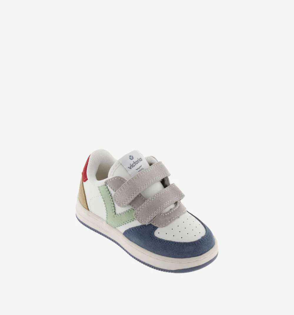 TIEMPO SCRATCH CUIR FENDU MULTICOLORE Baskets de sport multicolore pour enfant JEANS