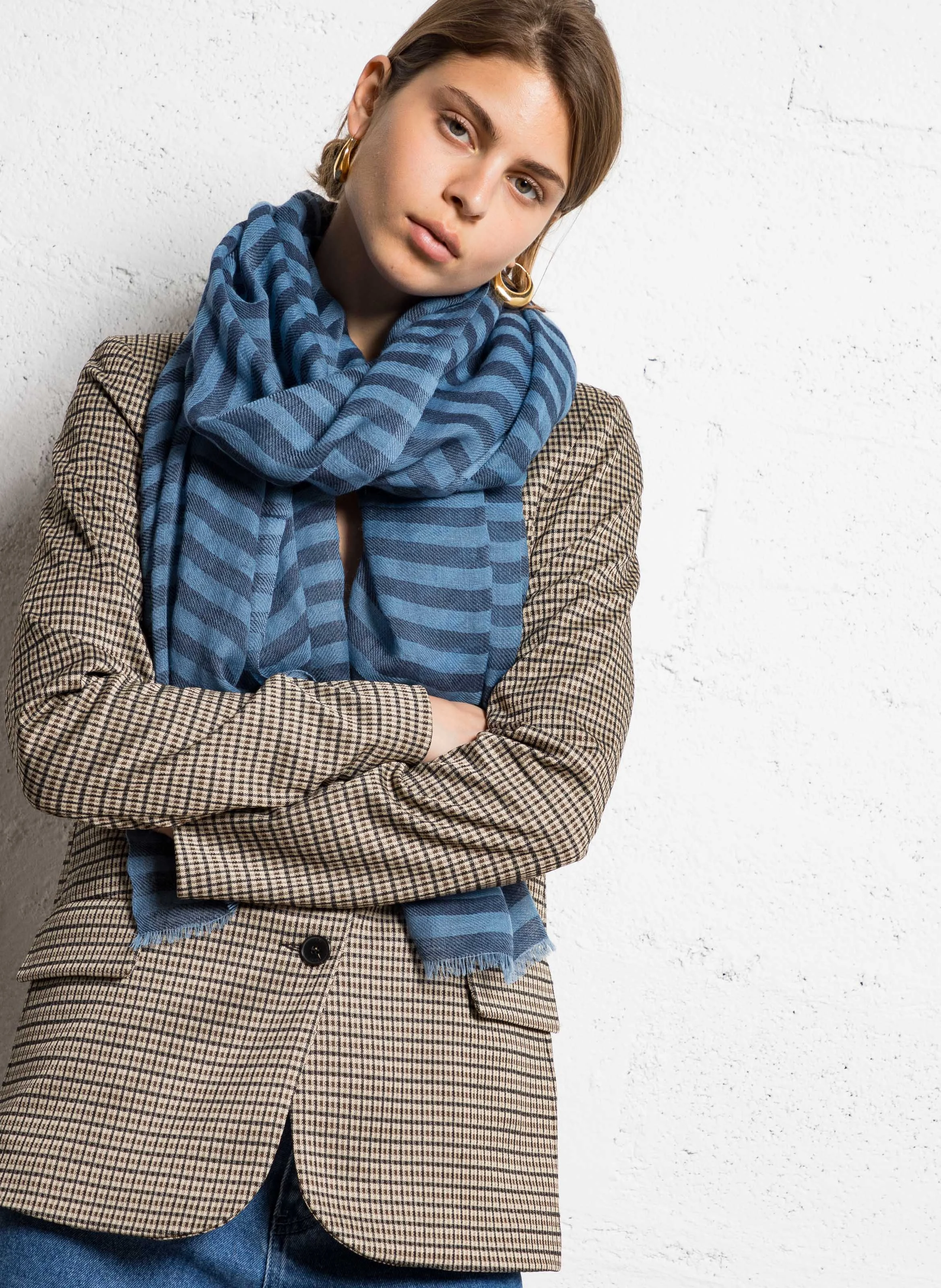 TELIO - Foulard en laine mélangée | Bleu
