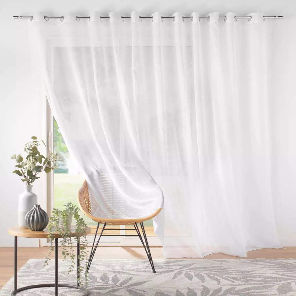 Voilage grande largeur œillets (400 x 240 cm) Lissea Blanc