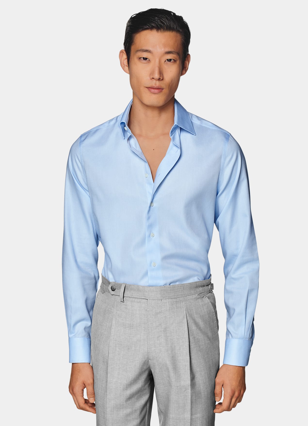 Chemise coupe ajustée en oxford bleue