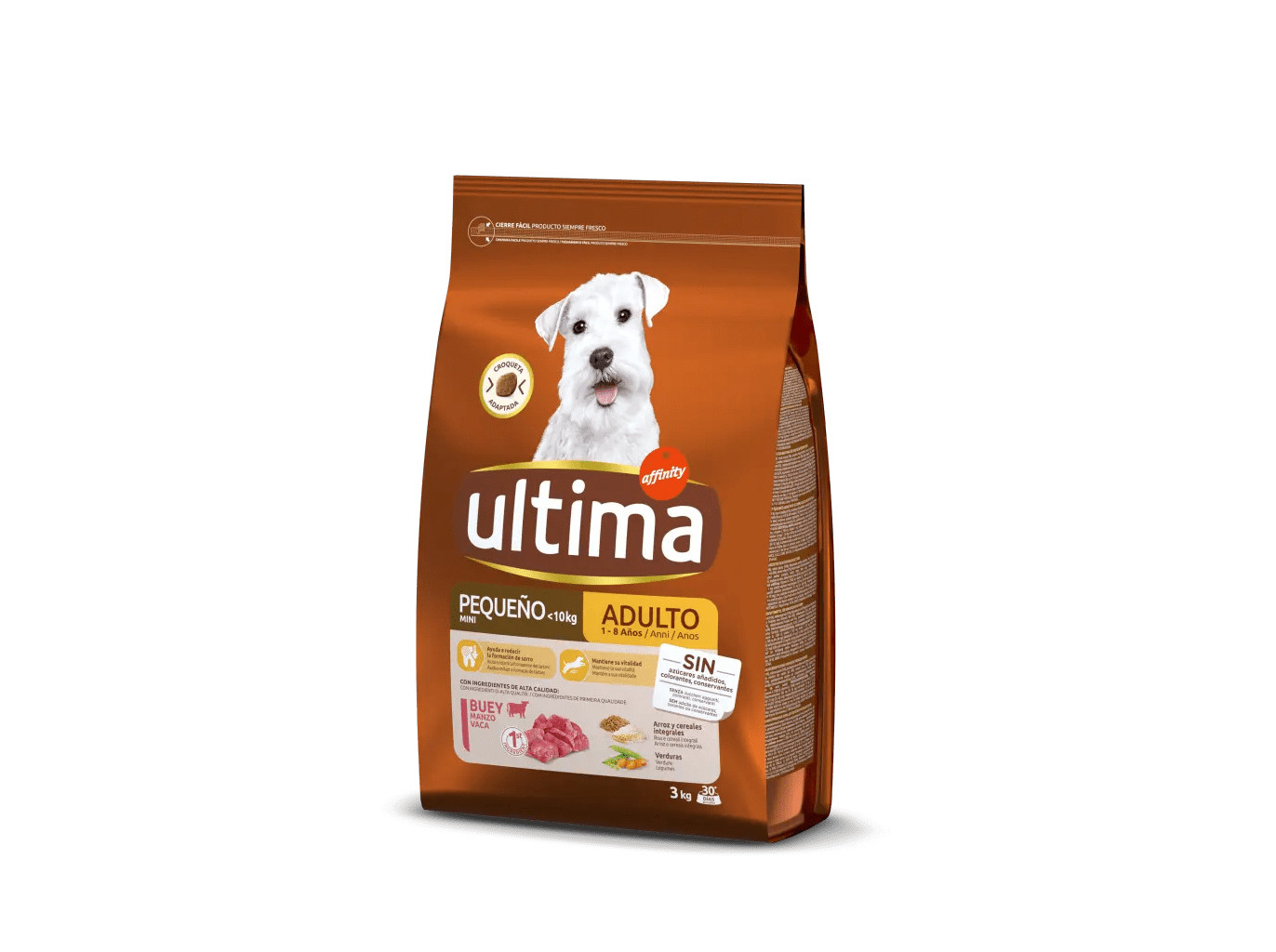 RAÇÃO PARA CÃO ULTIMA MINI ADULT COM VACA 3KG