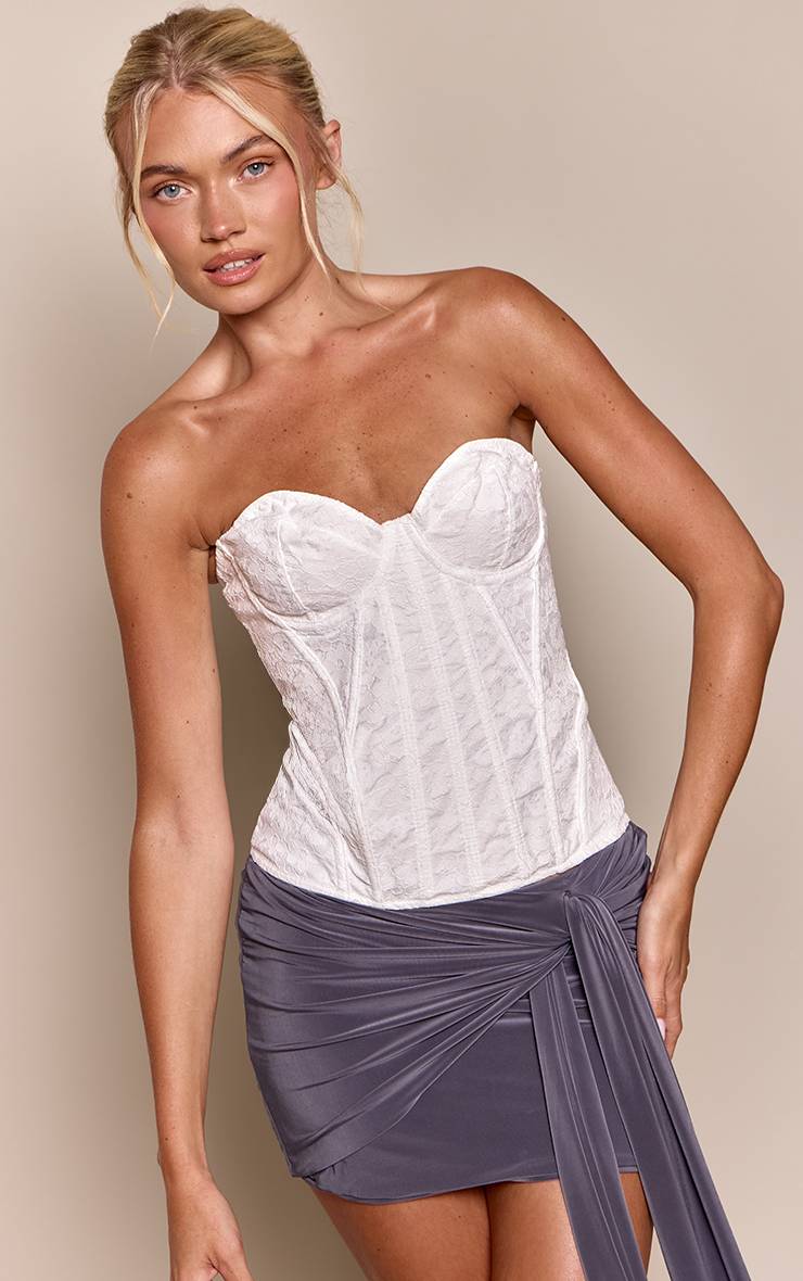 Blanc Corset Bustier Structuré En Dentelle