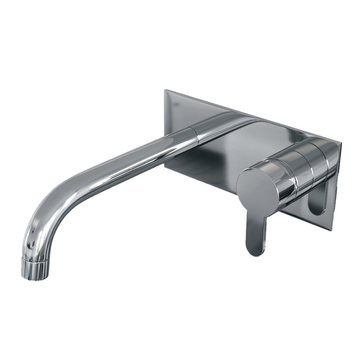 Brauer Chrome Edition ColdStart wastafelkraan inbouw gebogen uitloop met achterplaat model D1 chroom