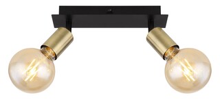 GLOBO Retrofit Strahler mit 2 Spots Liliana 25x6 cm 10,5cm schwarz /messingfarbig