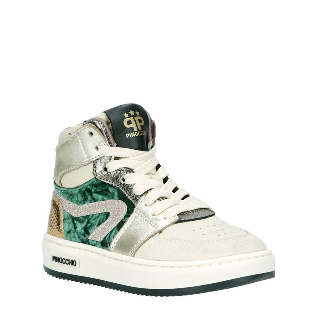 Pinocchio leren sneakers beige/groen