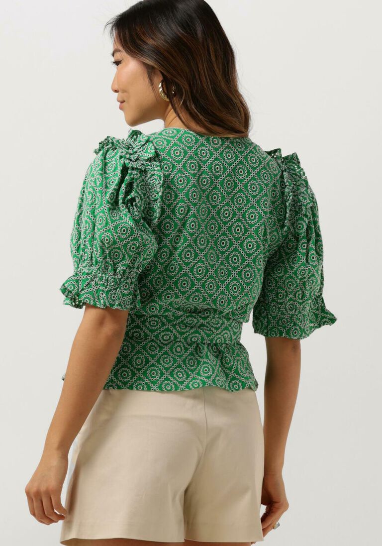 SCOTCH & SODA groene scotch & soda top wrap top with broderie anglaise