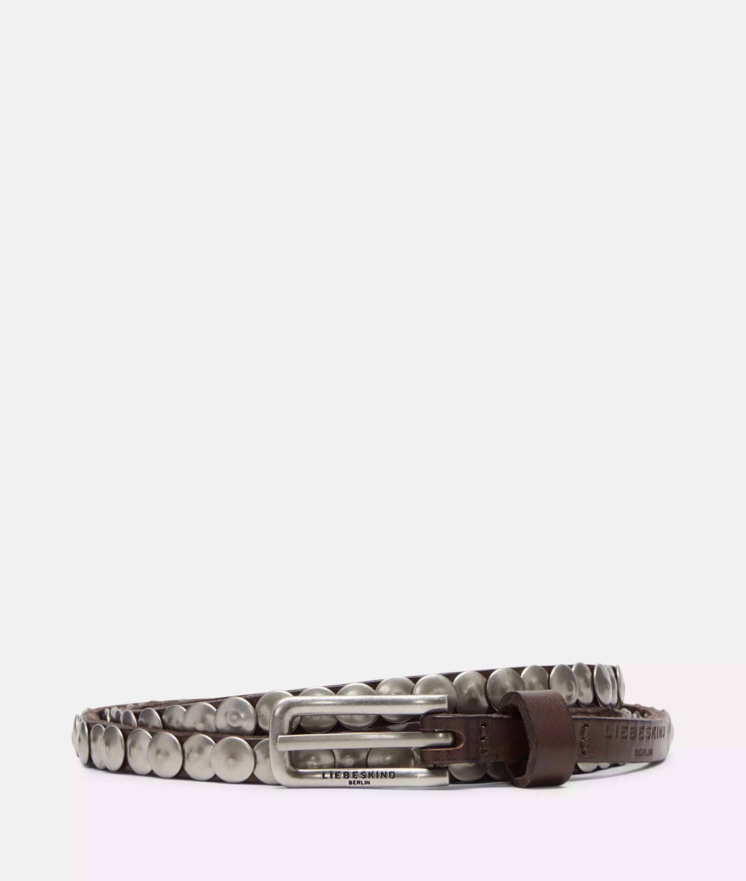 Belt Narrow studded belt made from cowhide leather