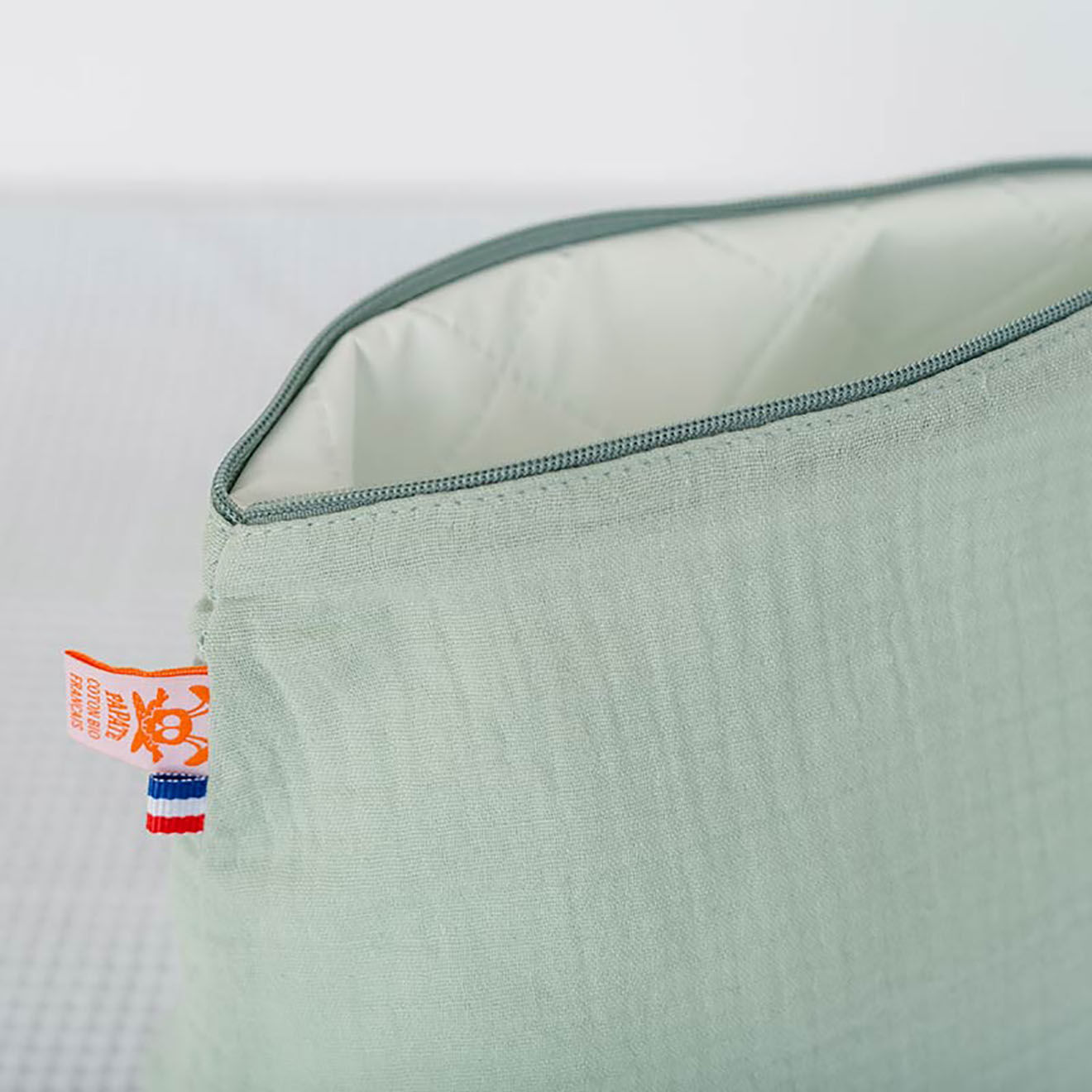 Papate Trousse de Toilette en Coton Bio verte - 23x17 cm