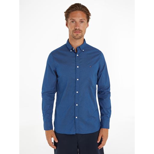 Tommy Hilfiger Flex Mini Print Skjorte, Anchor Blue/Optic White, XXL