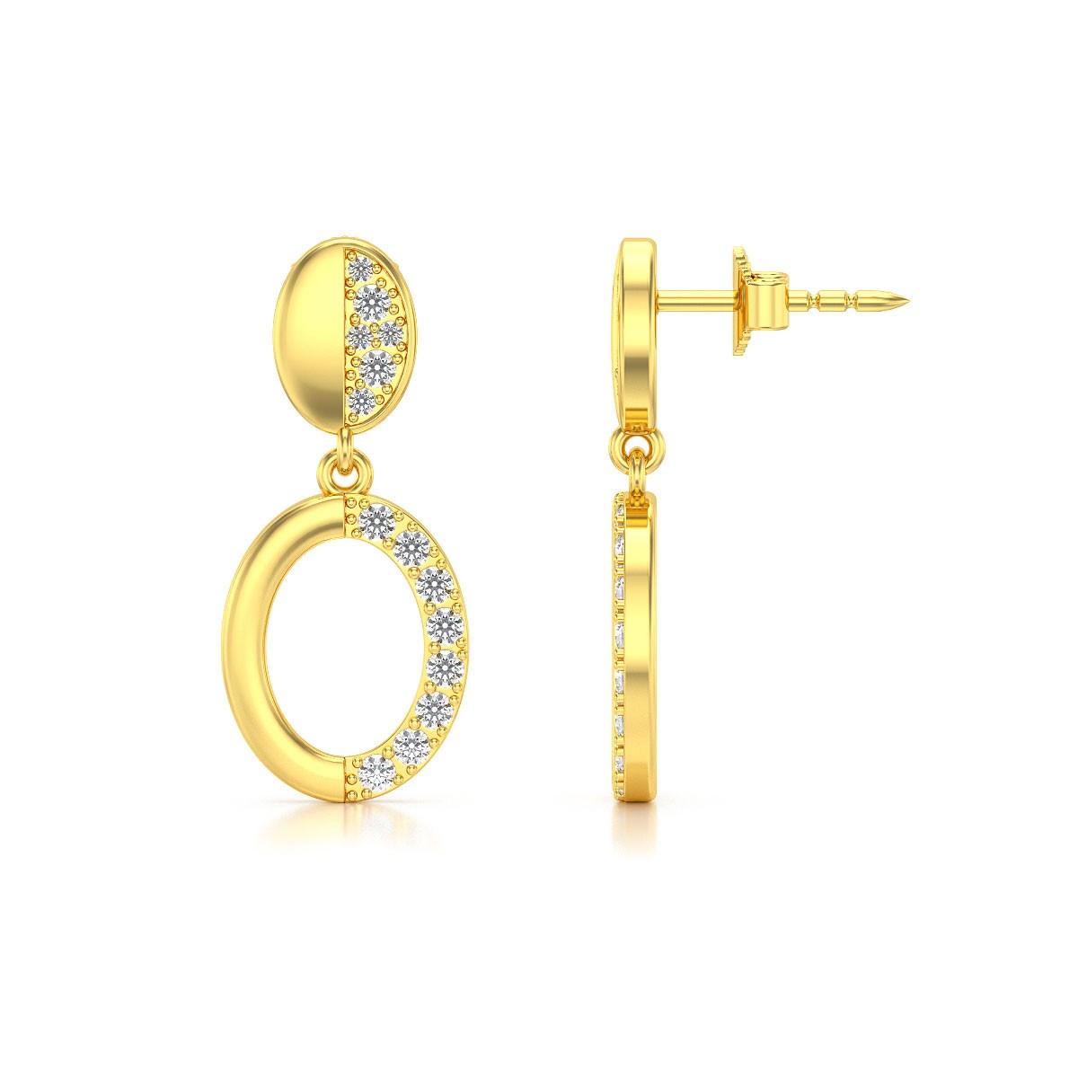 Boucles d'oreilles ADEN Or 585 Jaune Diamant 2.67grs