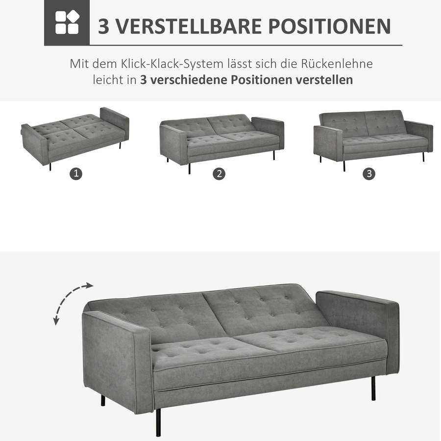 HOMCOM Schlafsofa mit verstellbaren Beinen grau