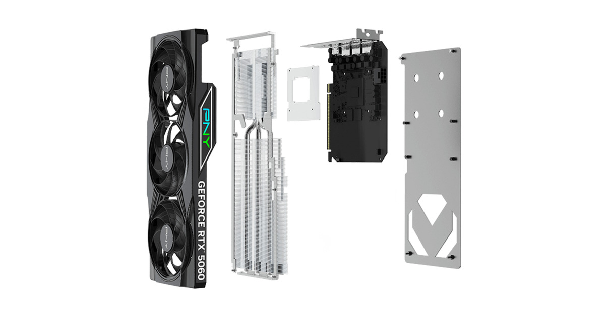 PNYGeForce RTX 5060 ARGB Triple Fan OC grafische kaart  (DLSS 4, 3x DisplayPort, 1x HDMI 2.1)