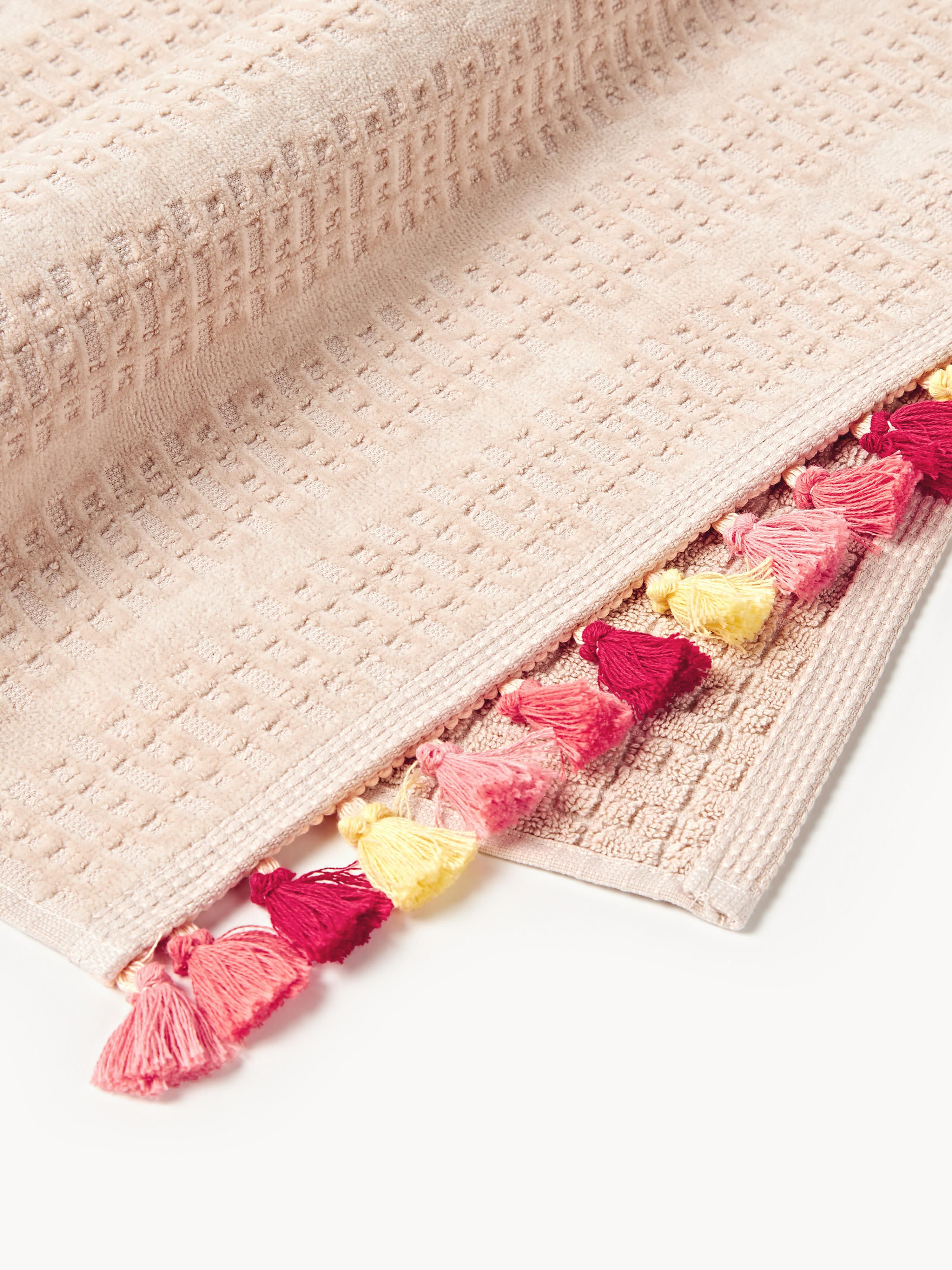 Velours handdoekenset Tallulah met decoratieve franjes, in verschillende formaten