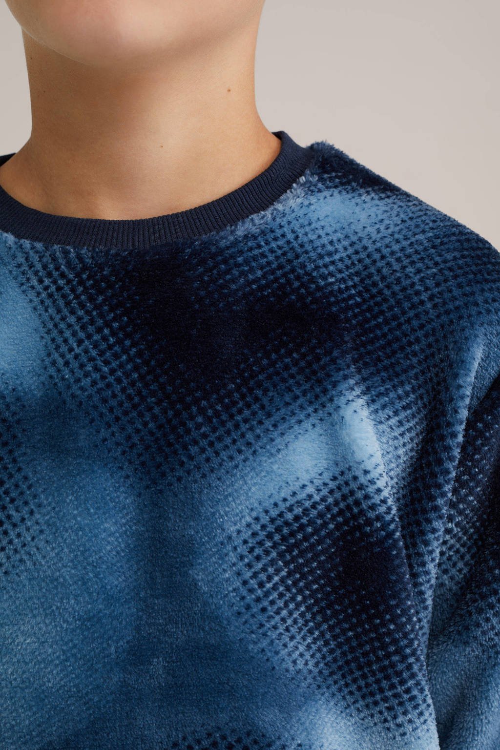 WE Fashion fleece pyjama donkerblauw