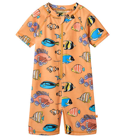 Småfolk Schwimmanzüg - UV50+ - Papaya m. Fisch