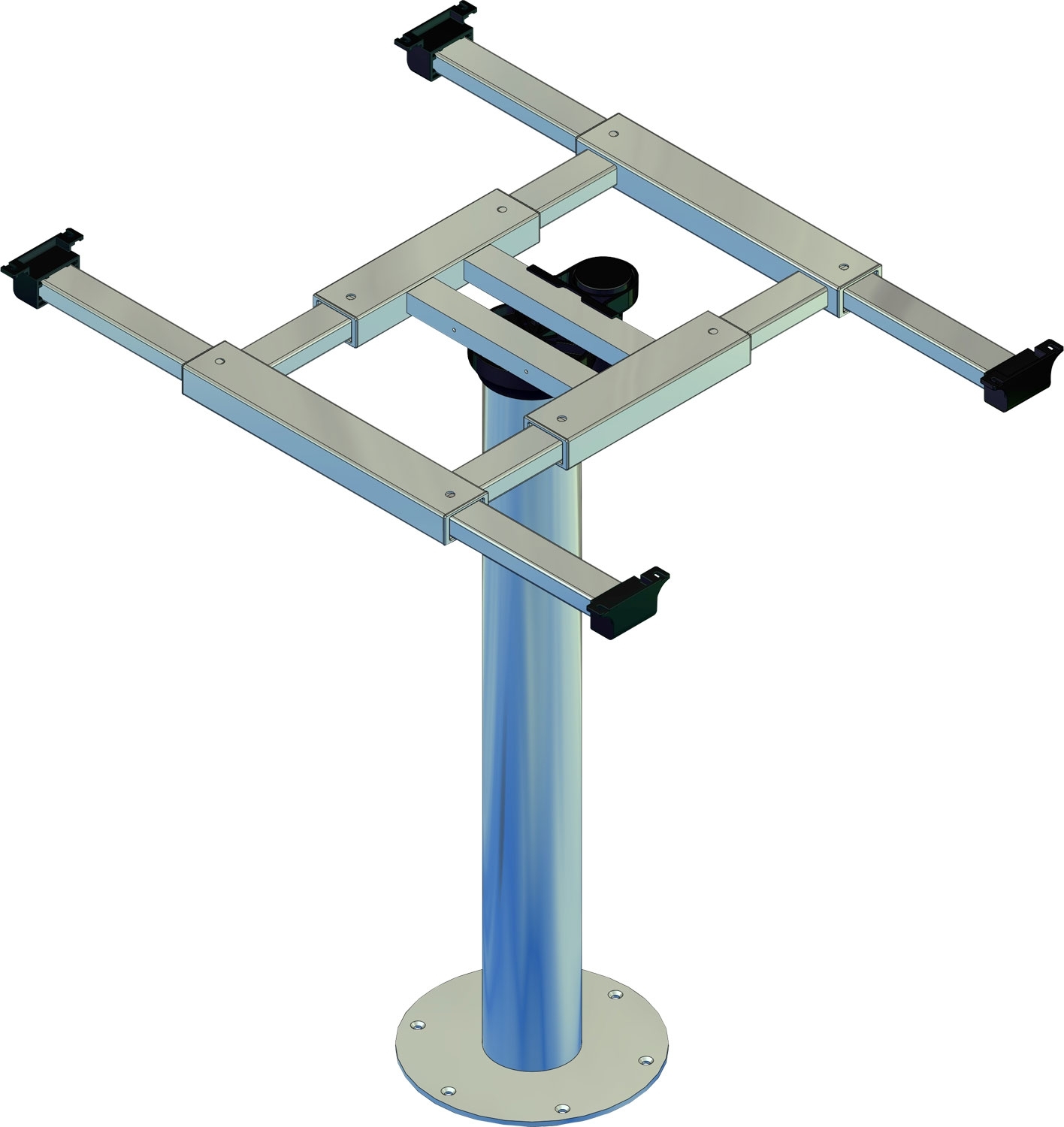 Tischsäule mit Verdrehung und Verschiebung H730mm Alu