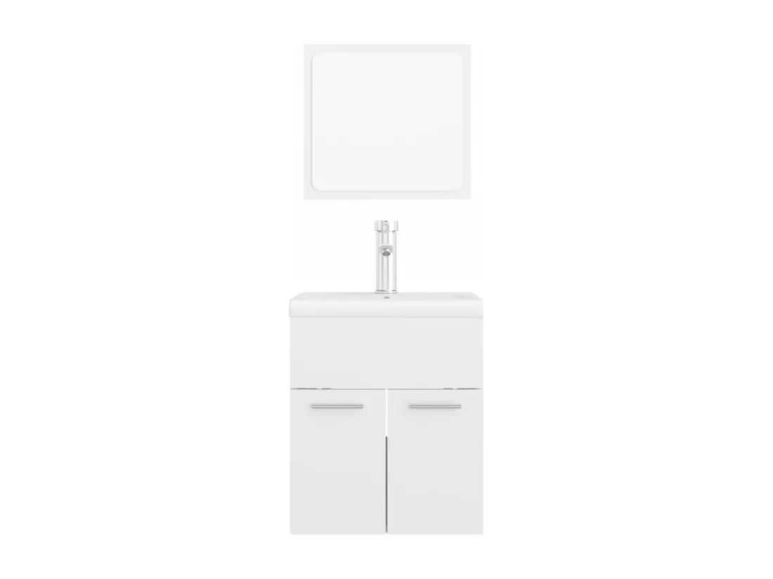 Ensemble de meubles de salle de bain Blanc brillant Aggloméré