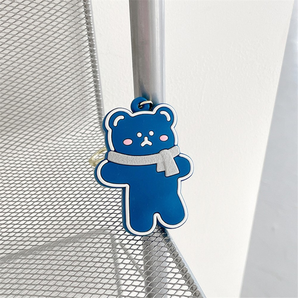 Apple AirTag Anhänger Gummi Case Hülle Schlüsselanhänger mit Karabinerhaken - Blauer Bär