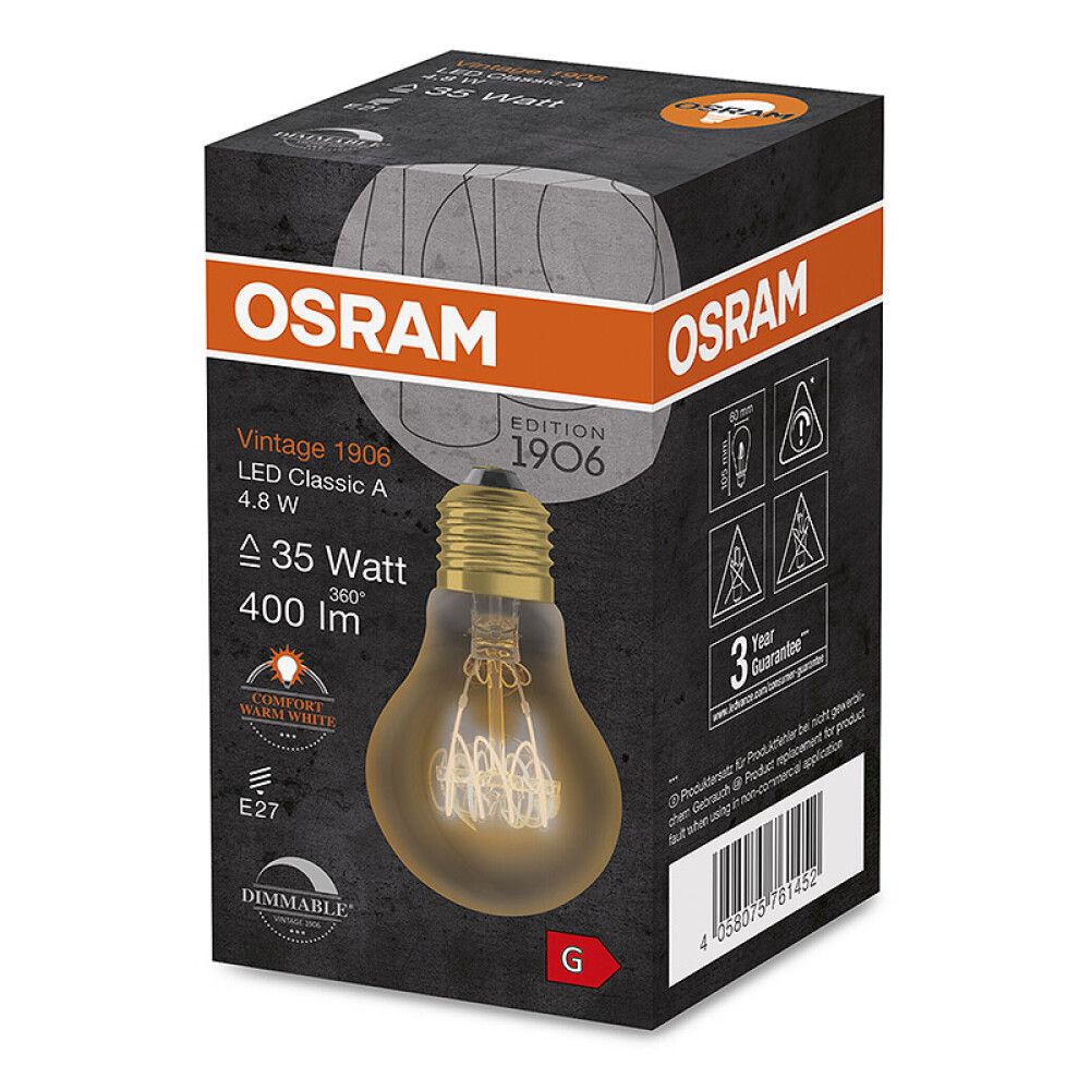 LYSPÆRE OSRAM LED NORMAL GOLD 2200K E27 4,8W