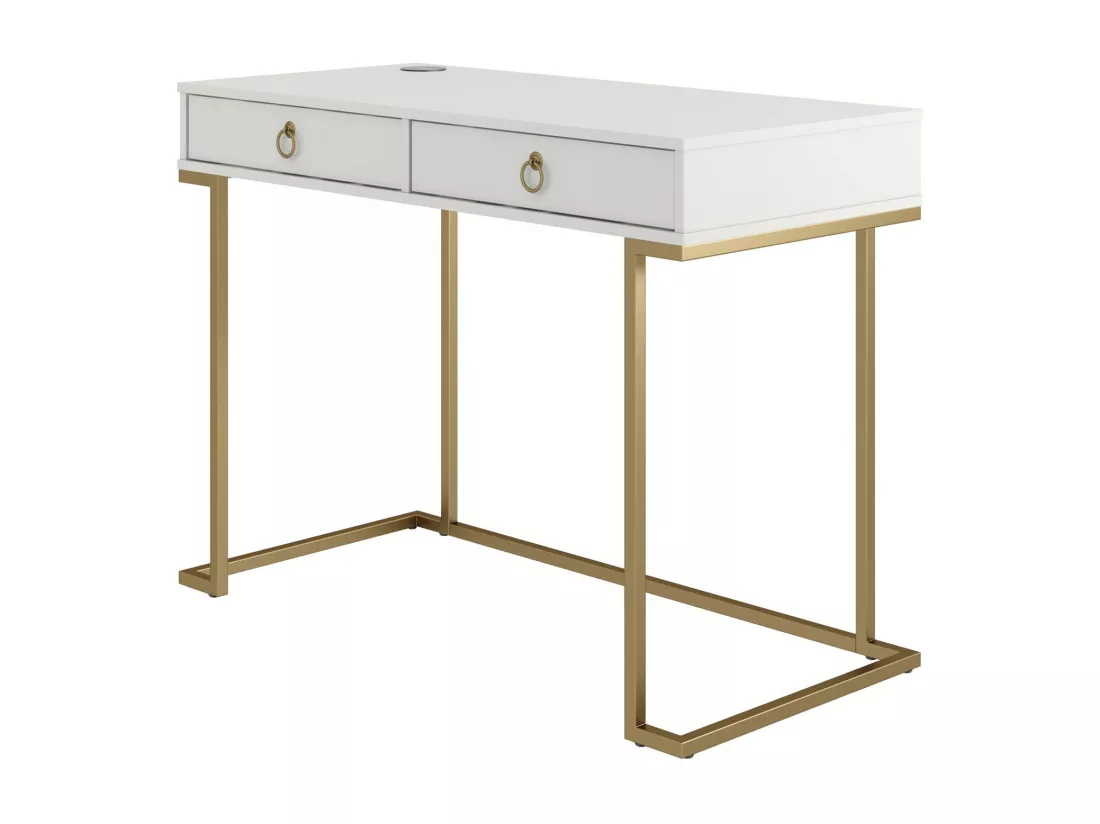 Camila | Bureau avec 2 tiroirs en mélaminé blanc