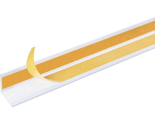 Wit PVC hoekprofiel 10x10x1 mm, 2,6 m zelfklevend