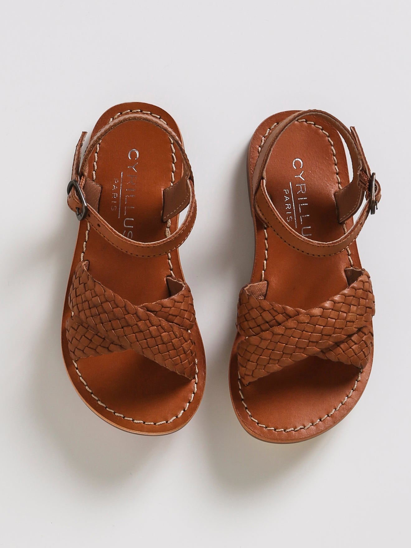 Sandale tressée Fille en cuir