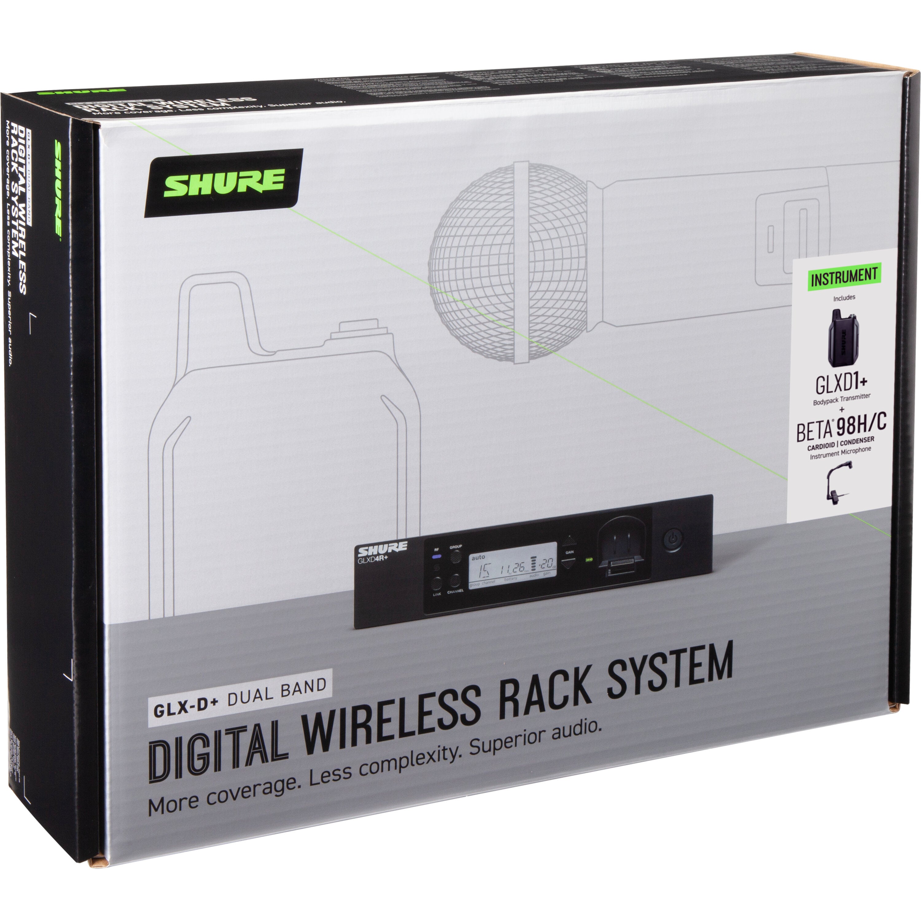 Shure GLXD14R+/B98 digitaal draadloos microfoonsysteem