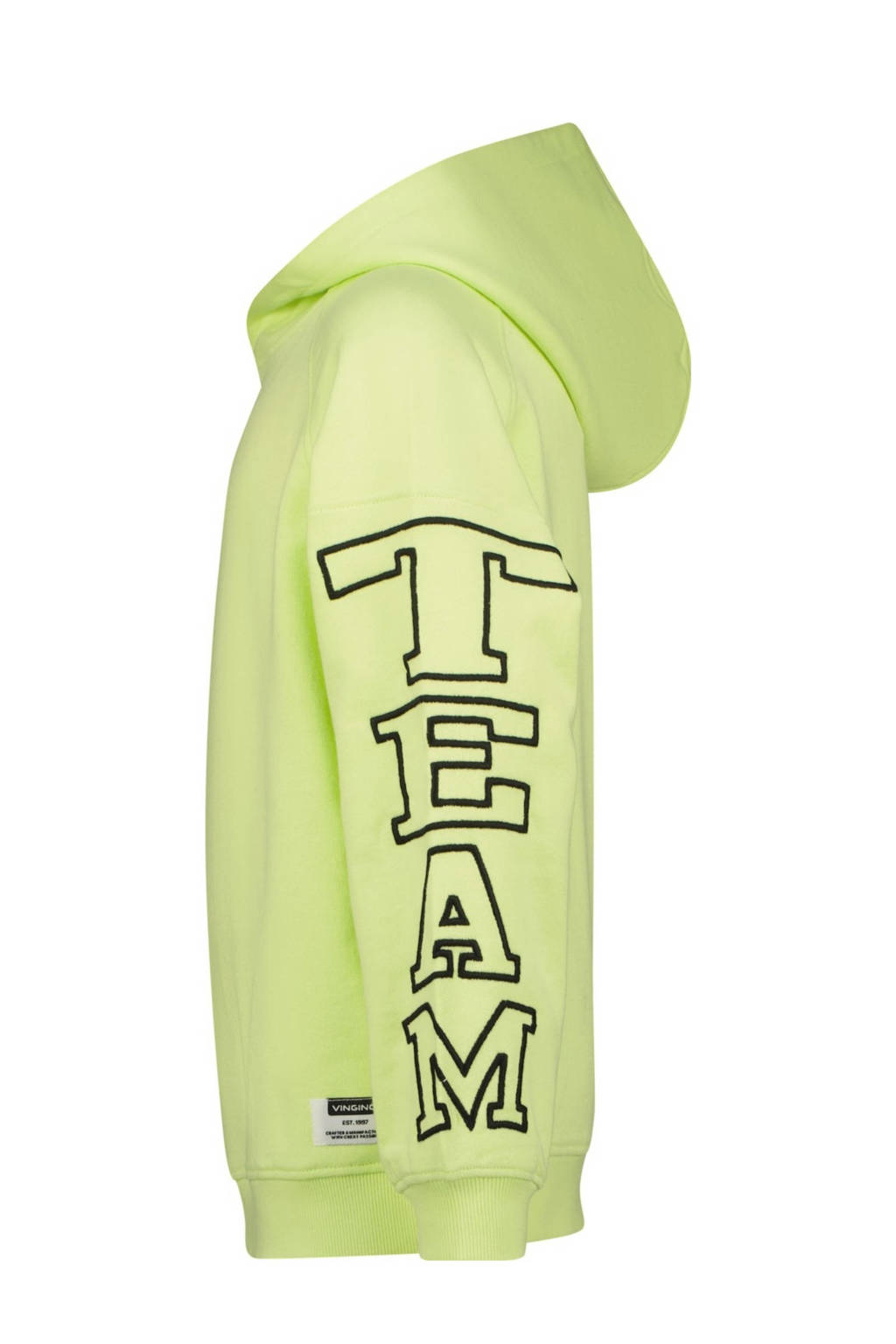 Vingino hoodie Neave met tekst limegroen