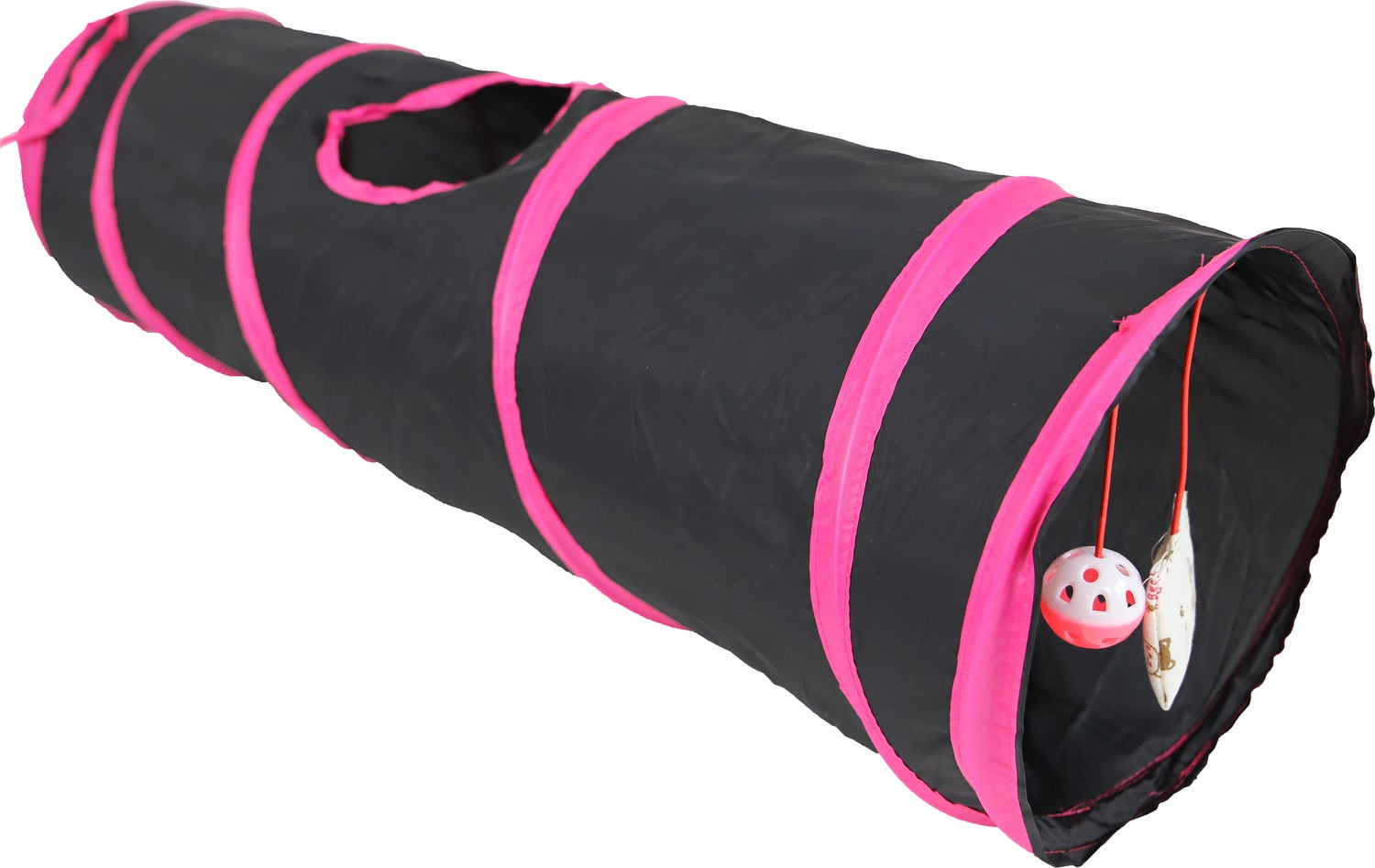 Boon kattenspeelgoed speeltunnel zwart / roze 85 x 25 cm